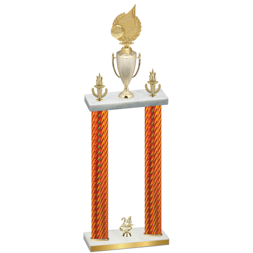 Double Orange Carbon Fiber Year Volleyball Trophy
