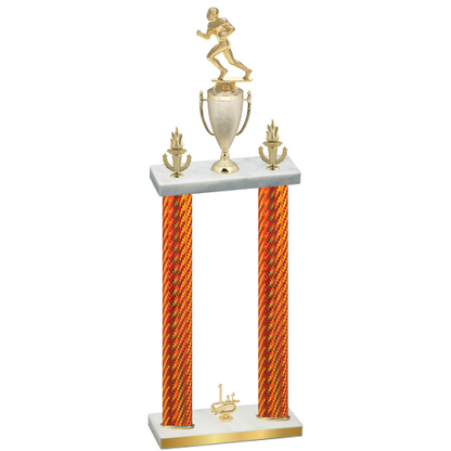 Double Orange Carbon Fiber First Place Football Trophy