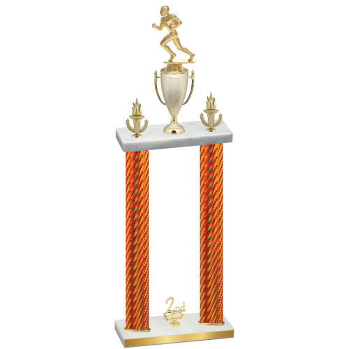 Double Orange Carbon Fiber Second Place Football Trophy