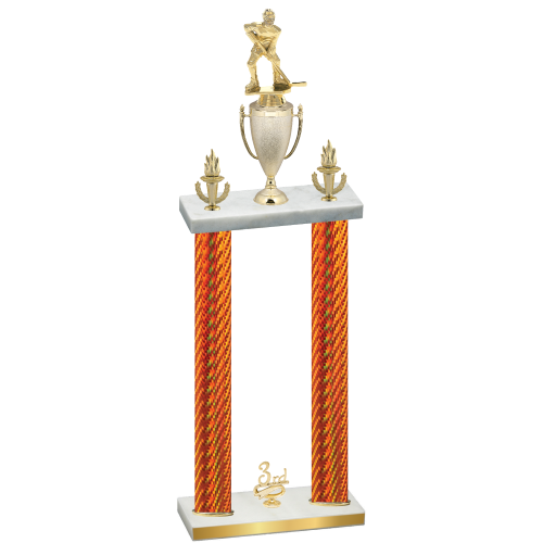 Double Orange Carbon Fiber Third Place Hockey Trophy