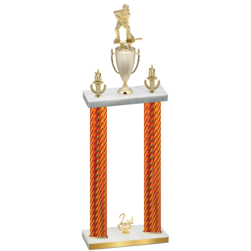 Double Orange Carbon Fiber Second Place Hockey Trophy