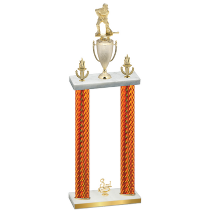 Double Orange Carbon Fiber Third Place Hockey Trophy