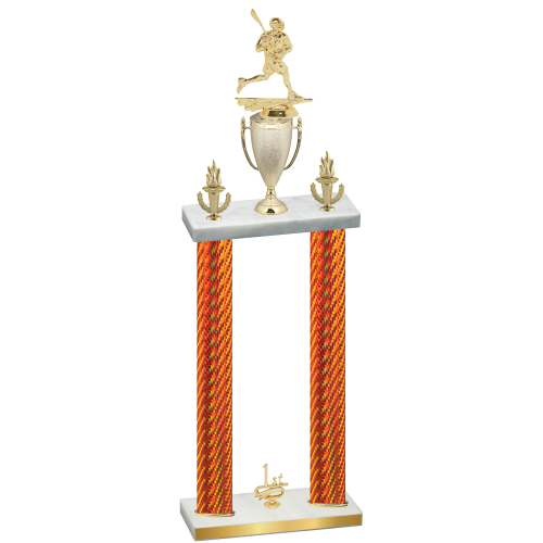 Double Orange Carbon Fiber First Place Lacrosse Trophy