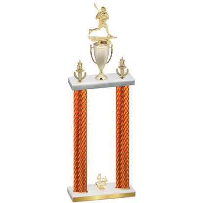 Double Orange Carbon Fiber Fourth Place Lacrosse Trophy