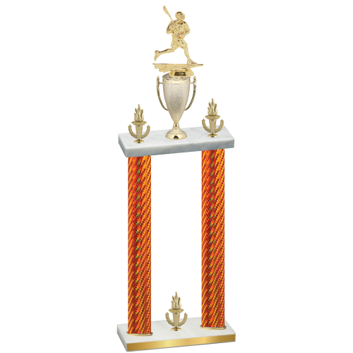 Double Orange Carbon Fiber Victory Lacrosse Trophy