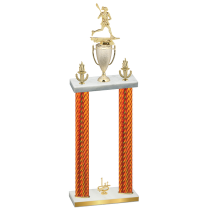 Double Orange Carbon Fiber First Place Lacrosse Trophy