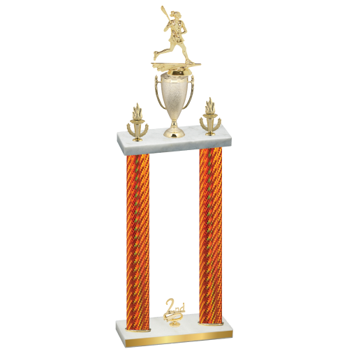 Double Orange Carbon Fiber Second Place Lacrosse Trophy