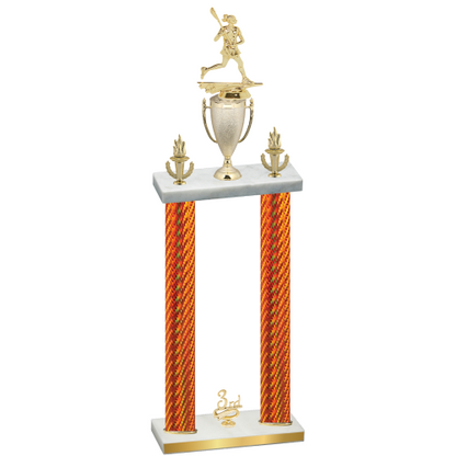Double Orange Carbon Fiber Third Place Lacrosse Trophy