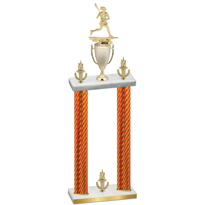 Double Orange Carbon Fiber Victory Lacrosse Trophy