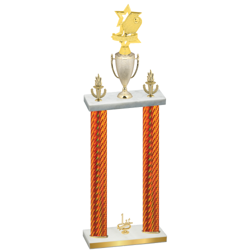 Double Orange Carbon Fiber First Place Pickleball Trophy
