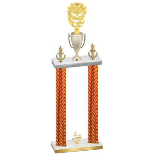 Double Orange Carbon Fiber Fourth Place Pickleball Trophy