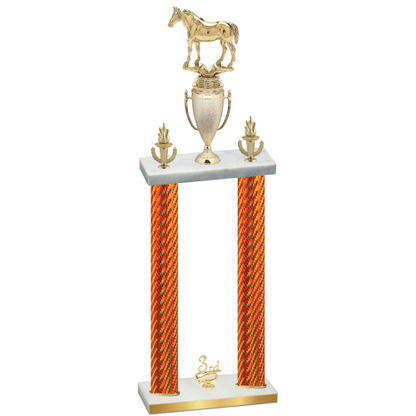 Double Orange Carbon Fiber Third Place Horses Trophy