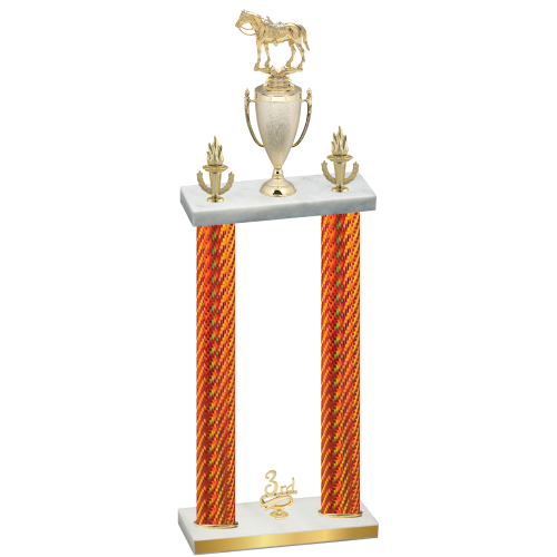 Double Orange Carbon Fiber Third Place Horses Trophy