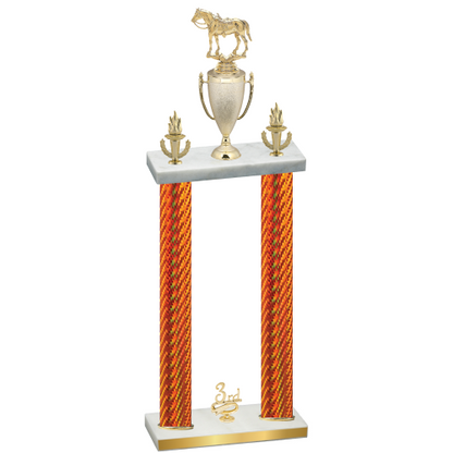 Double Orange Carbon Fiber Third Place Horses Trophy