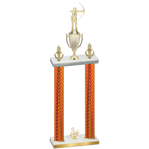 Double Orange Carbon Fiber Third Place Archery Trophy