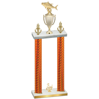 Double Orange Carbon Fiber Third Place Fishing Trophy