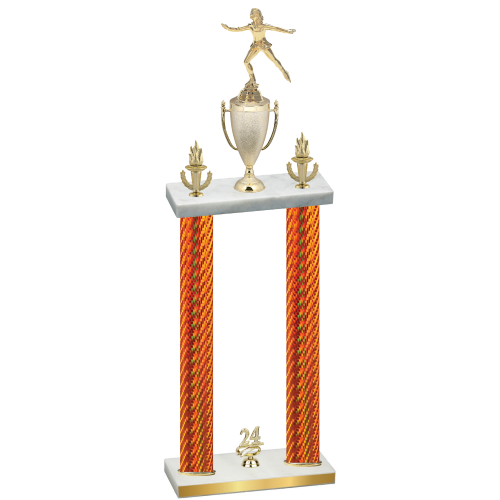 Double Orange Carbon Fiber Year Skater Trophy