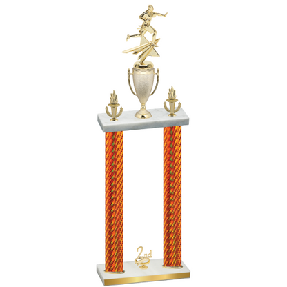 Double Orange Carbon Fiber Second Place Flag Football Trophy
