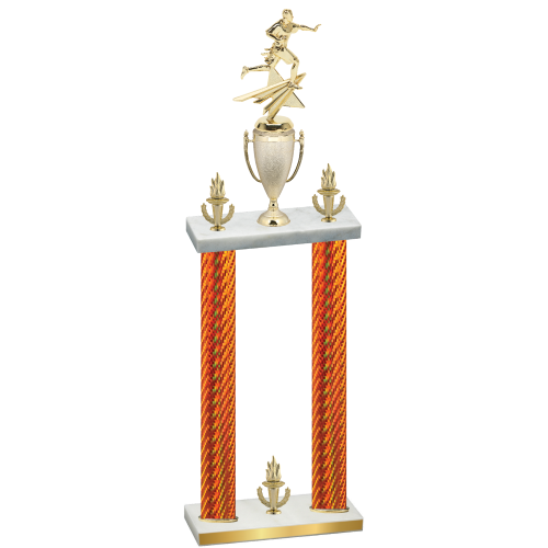 Double Orange Carbon Fiber Victory Flag Football Trophy