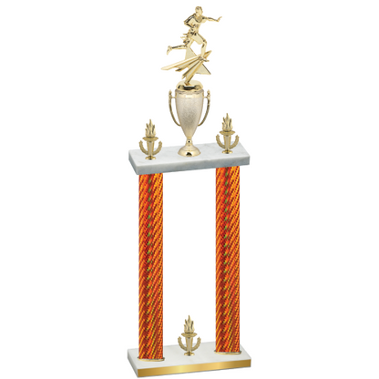 Double Orange Carbon Fiber Victory Flag Football Trophy