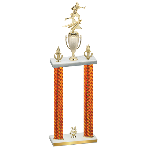 Double Orange Carbon Fiber Year Flag Football Trophy