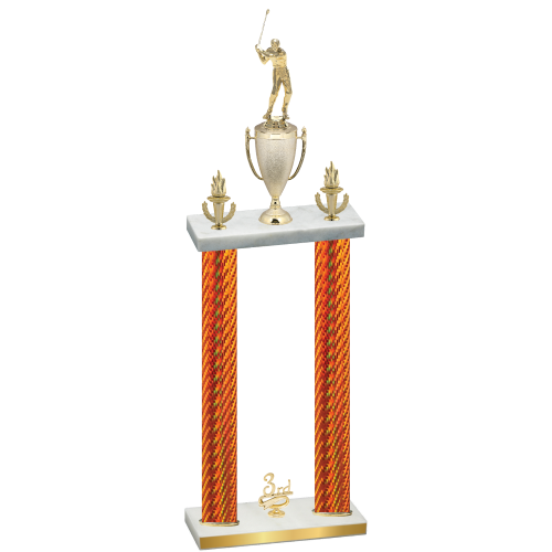 Double Orange Carbon Fiber Third Place Golf Trophy