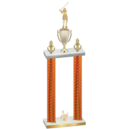 Double Orange Carbon Fiber Third Place Golf Trophy