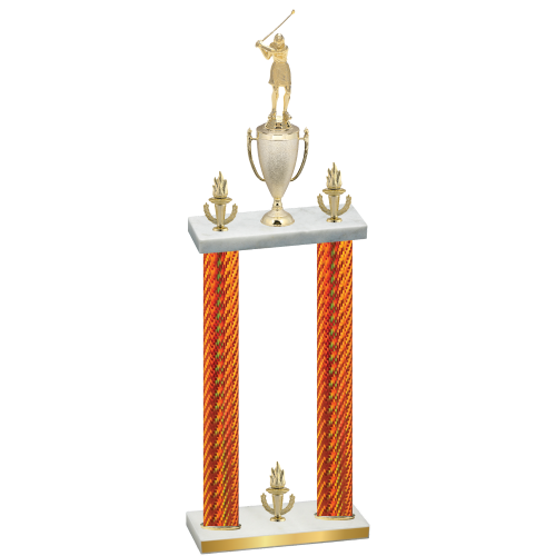 Double Orange Carbon Fiber Victory Golf Trophy