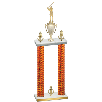 Double Orange Carbon Fiber Victory Golf Trophy