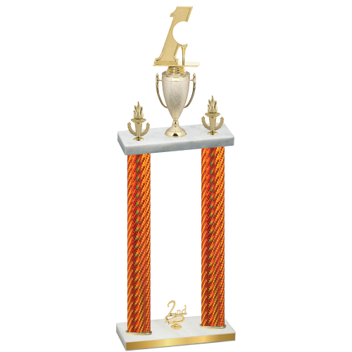 Double Orange Carbon Fiber Second Place Golf Trophy