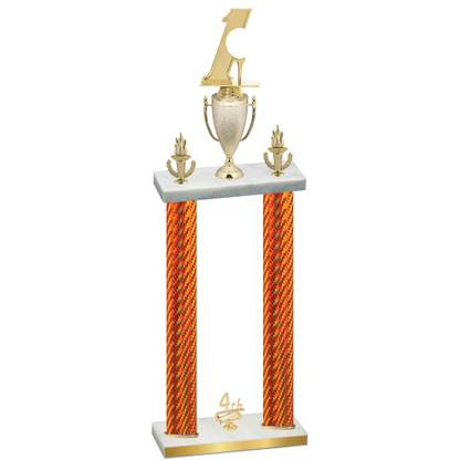 Double Orange Carbon Fiber Fourth Place Golf Trophy