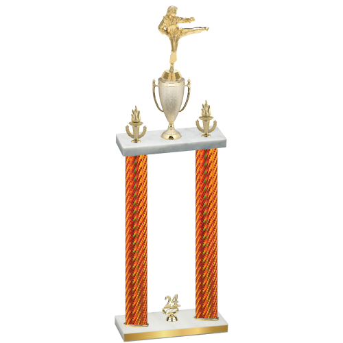 Double Orange Carbon Fiber Year Karate Trophy