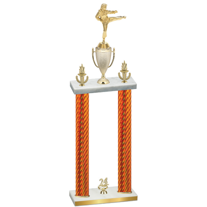 Double Orange Carbon Fiber Year Karate Trophy