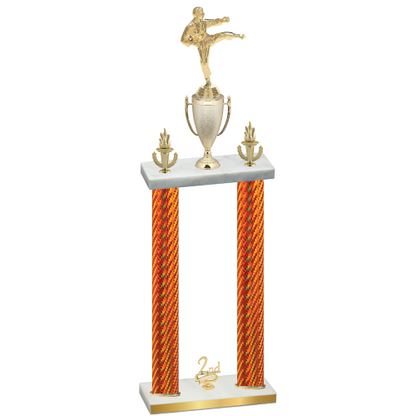 Double Orange Carbon Fiber Second Place Karate Trophy