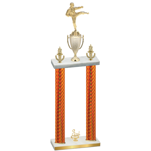 Double Orange Carbon Fiber Third Place Karate Trophy