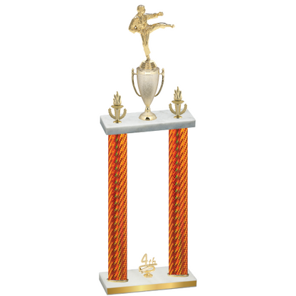 Double Orange Carbon Fiber Fourth Place Karate Trophy