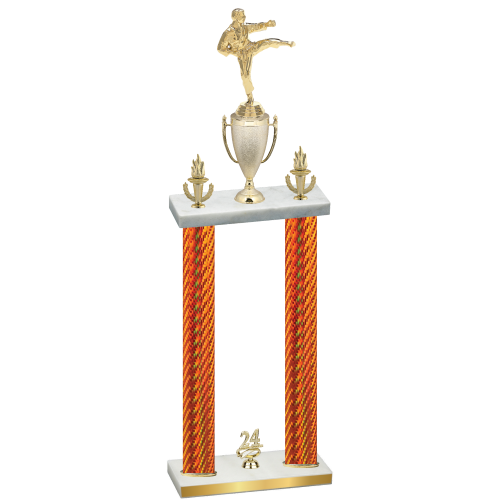 Double Orange Carbon Fiber Year Karate Trophy