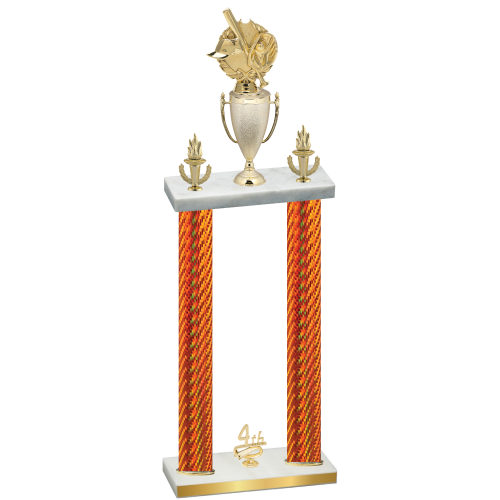 Double Orange Carbon Fiber Fourth Place Baseball Trophy