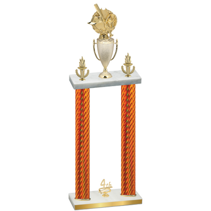 Double Orange Carbon Fiber Fourth Place Baseball Trophy