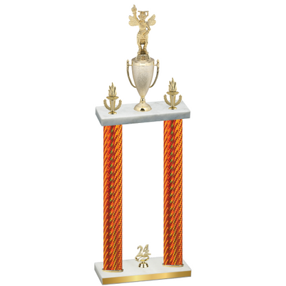 Double Orange Carbon Fiber Year Academics Trophy