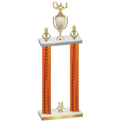 Double Orange Carbon Fiber Year Academics Trophy