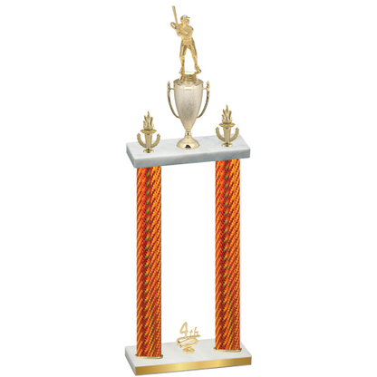 Double Orange Carbon Fiber Fourth Place Baseball Trophy