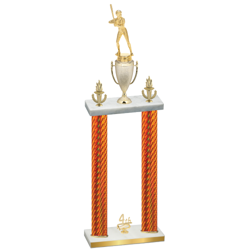 Double Orange Carbon Fiber Fourth Place Softball Trophy