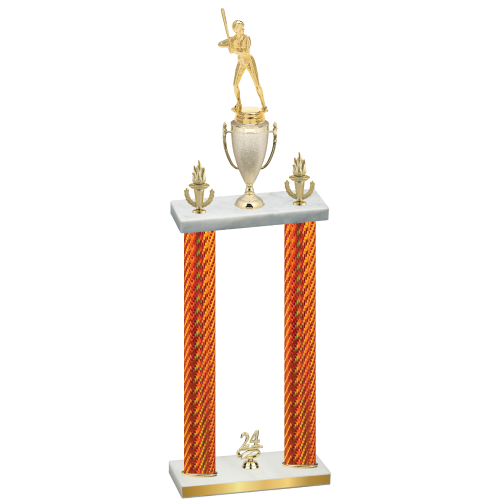 Double Orange Carbon Fiber Year Softball Trophy