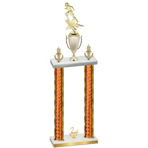 Double Orange Glacier Second Place Football Trophy