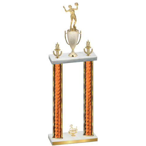 Double Orange Glacier Third Place Volleyball Trophy