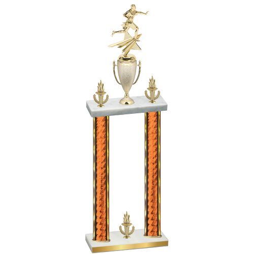 Double Orange Glacier Victory Flag Football Trophy