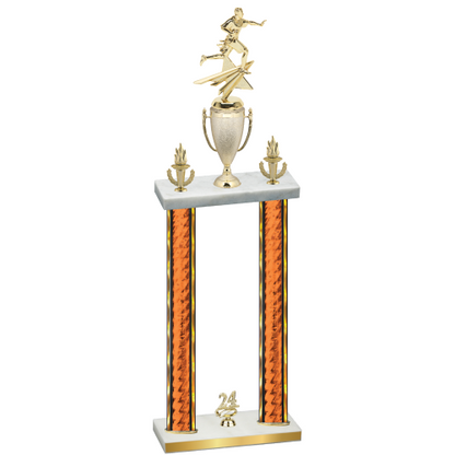 Double Orange Glacier Year Flag Football Trophy