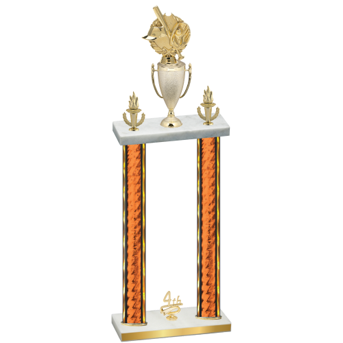 Double Orange Glacier Fourth Place Baseball Trophy