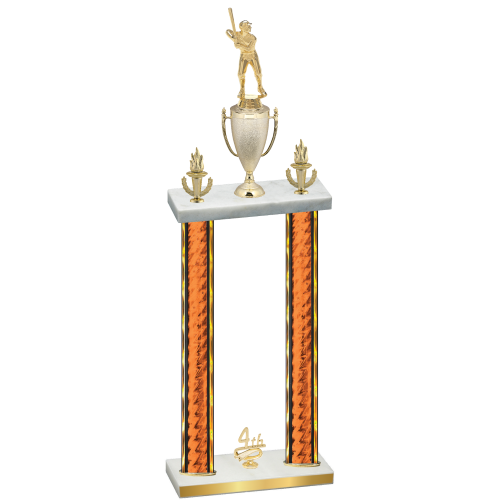 Double Orange Glacier Fourth Place Baseball Trophy
